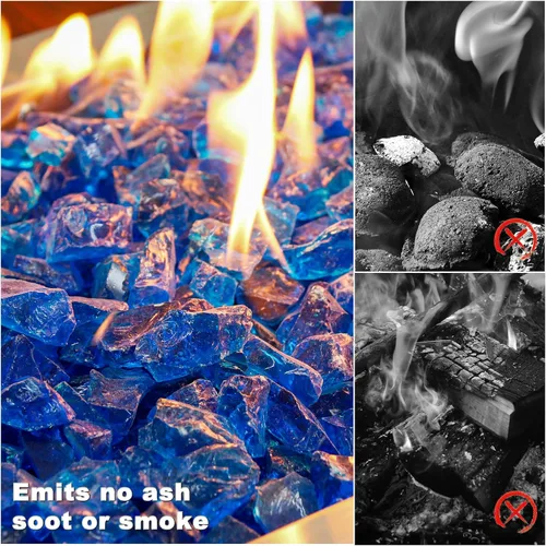 Vista 2 de Hisencn 1/2 pulgada 10-libras mezclado hoguera de vidrio para interior y exterior chimeneas de gas de vidrio de fuego, cuencos de fuego, jardín