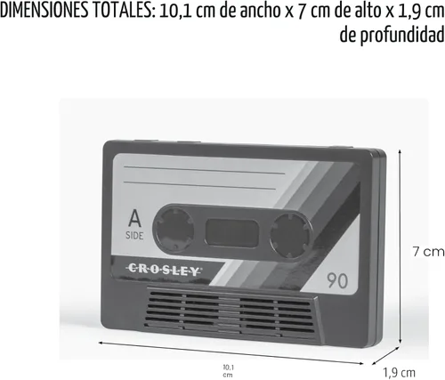 Vista 15 de Altavoz portátil inalámbrico Bluetooth de cinta de casete Crosley CR3045BK-CS, diseño clásico en negro