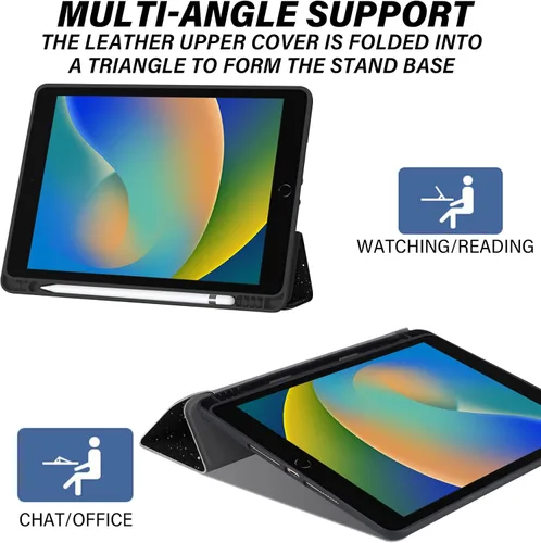 Vista 5 de Compatible con iPad de 10.2 pulgadas, Funda de 9ª/8ª/7ª Generación (2021/2020/2019) con Soporte para Lápiz/Parte Trasera de TPU Suave con Función