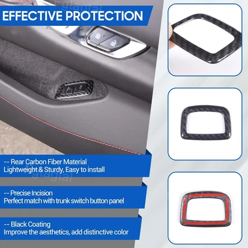 Vista 3 de Cubierta de botón de interruptor de maletero de fibra de carbono real compatible con Chevrolet Corvette C8 2020-2026, accesorios de marco de panel