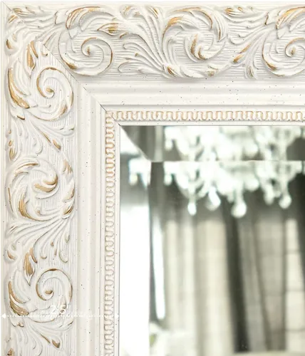Vista 8 de West Frames Espejo de pared con marco en relieve de Bella (22.25" x 28.25", color blanco)