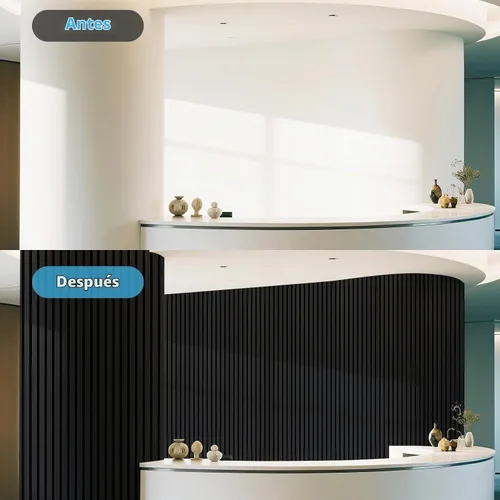 Vista 9 de Art3d Panel de pared de listones de madera acústica con diseño enrollable