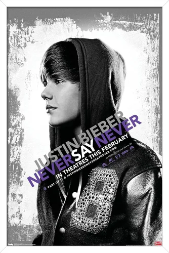 Vista 12 de Trends International Justin Bieber - Póster de pared con texto en inglés "Never Say Never Say Never", 14.725 x 22.375 pulgadas, versión enmarcada