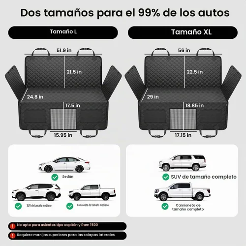 Vista 6 de REEVAA Funda de asiento de automóvil para perro para asiento trasero, hamaca de perro de fondo duro, extensor de cama para mascotas para 2-4 perros