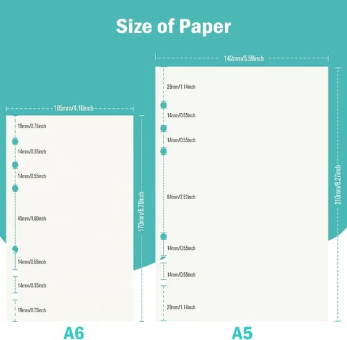 Vista 2 de Papel de recambio A6, 320 páginas A6, hojas sueltas, 6 agujeros, repuestos para cuaderno de 6 anillas rellenables, planificador, diario, pintura