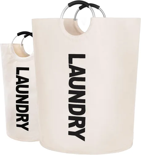 Vista 31 de Twira Cesta de lavandería grande de 90 litros, cesta de lavandería que se mantiene bien, bolsa de lavandería con asas acolchadas, contenedor de ropa