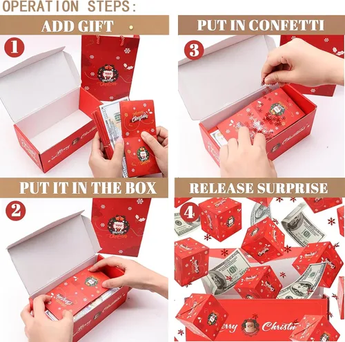Vista 4 de DYFCNP Caja de regalo sorpresa para dinero, caja de regalo sorpresa explosión, cajas de regalo sorpresa de Navidad de 2024 recién llegadas, caja