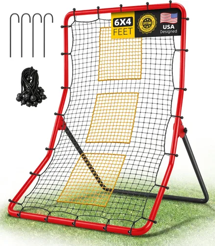 Vista 8 de Red de rebote de béisbol resistente, red de rebote de béisbol y softbol para tierra, conducción de línea, configuración de retorno de pelota