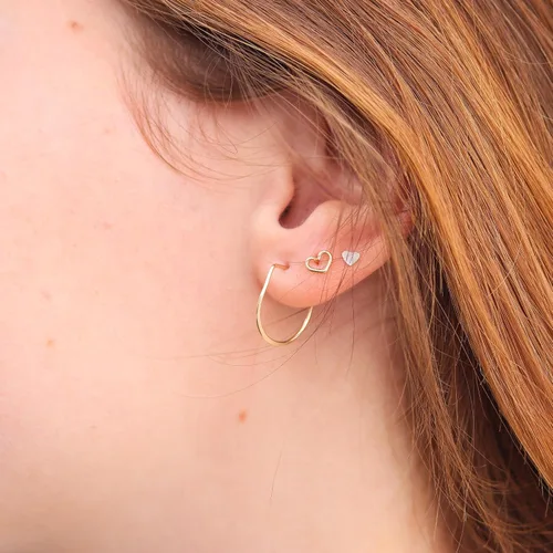 Vista 2 de Aretes de aro finos martillados, elegantes plata esterlina geométrica sólida, relleno de oro y relleno de oro rosa; para mujer por Lotus Stone