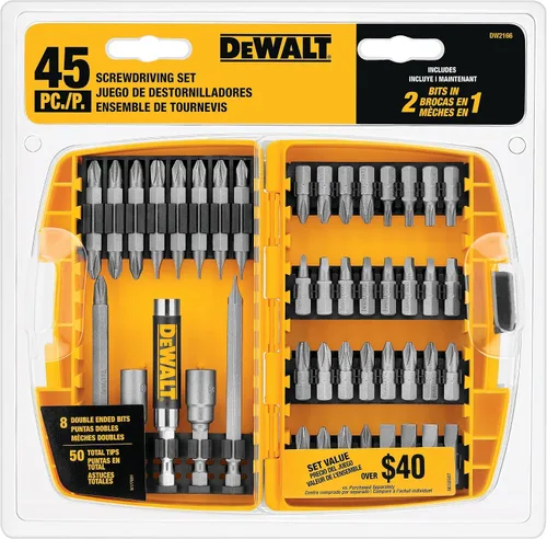 Vista 8 de DEWALT Juego de puntas de destornillador con estuche resistente, 45 piezas (DW2166), juego de destornillado gris/plata con estuche resistente