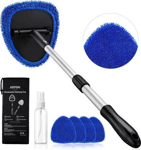 Vista 12 de AstroAI - Limpiador de parabrisas, limpiador de microfibra para ventanas de automóviles con 4 almohadillas de microfibra reutilizables, lavables