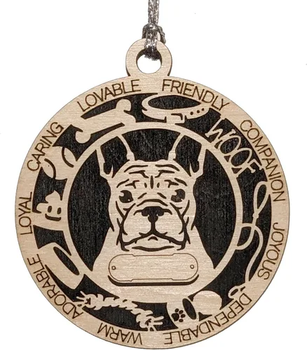 Vista 125 de Adorno de Navidad personalizado para perro Cavalier King Charles Spaniel, redondo de 3 pulgadas, madera cortada con láser de 2 capas, nombre y texto