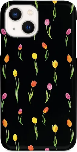 Vista 11 de Inspired Cases - Funda con textura 3D para iPhone Xs Max - Funda protectora de goma para Apple iPhone Xs Max - Patrón de tulipanes - Negro