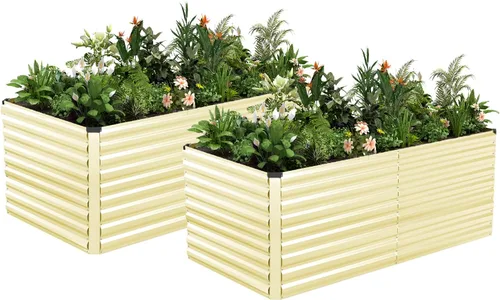 Vista 34 de NAVINE Cama de jardín elevada de 8 x 4 x 2 pies, macetas elevadas de metal grande, macetas para plantas al aire libre para verduras, flores