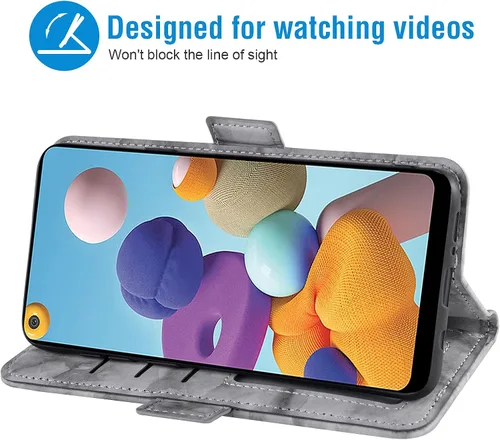 Vista 3 de Asuwish Funda compatible con Samsung Galaxy A21 y protector de pantalla de vidrio templado, accesorios para celulares, ranura para tarjetero