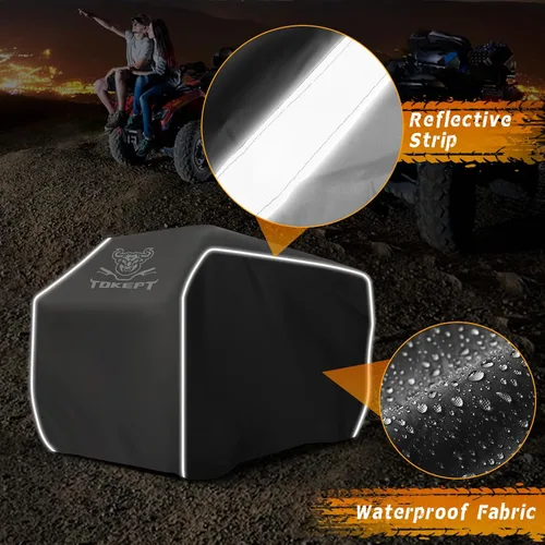 Vista 4 de Funda para ATV impermeable de alta resistencia con hebilla, funda para 4 ruedas a prueba de polvo, anti UV, a prueba de viento, para todo clima
