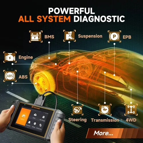 Vista 2 de Foxwell NT726 OBD2 escáner y OBDII 16 Pin extensión de diagnóstico Convertir cable, todo el sistema lector de código herramienta de diagnóstico