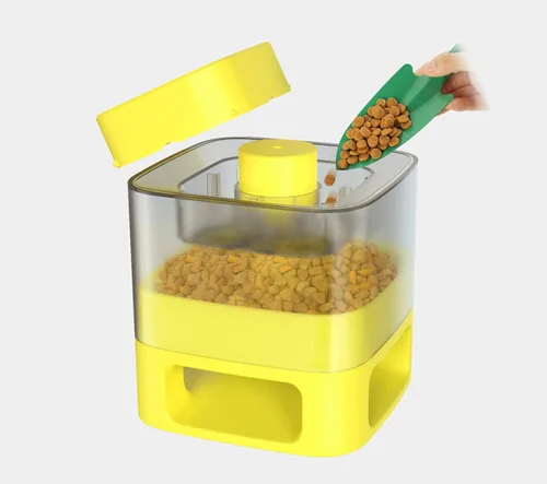 Vista 2 de Comedero automático para perros, dispensador de comida para perros, botón interactivo, rompecabezas para perros, juguetes dispensadores