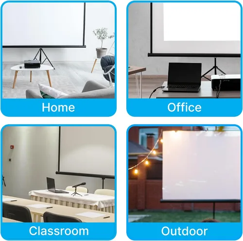 Vista 7 de Pyle Pantalla de proyector portátil de 80 pulgadas con soporte de trípode, pantalla enrollable plegable de configuración rápida con superficie