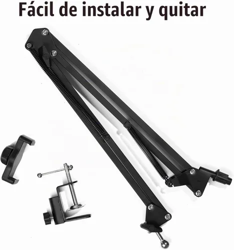 Vista 6 de soporte articulado brazo soporte mesa flexible rotación 360 ° teléfono celular clip titular para todos los teléfonos inteligentes micrófono