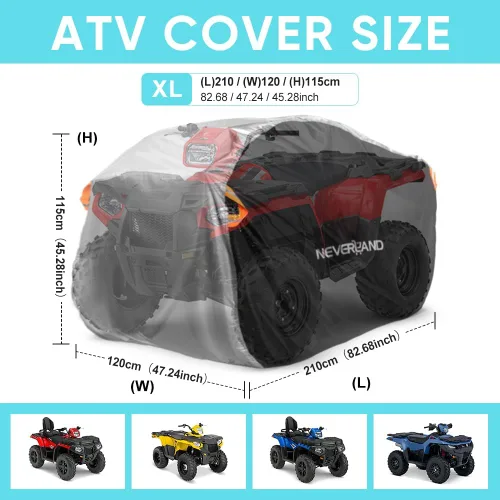 Vista 3 de NEVERLAND Cubierta para ATV impermeable, resistente, XL, cubierta universal cuádruple, cubierta de almacenamiento al aire libre, cubierta de lluvia