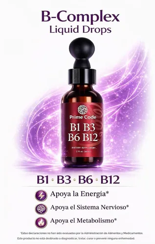 Vista 3 de Prime Code Gotas líquidas de vitamina B1 con vitamina B3 B6 y B12 Suplemento líquido del complejo B Suplemento de tiamina para adultos Alta
