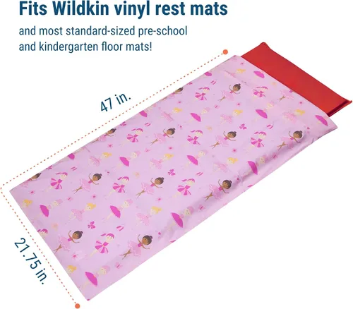Vista 5 de Wildkin Funda de algodón para siesta para niñas, funda de repuesto suave con solapa cosida, se adapta a alfombrillas de vinilo de 1.5 pulgadas