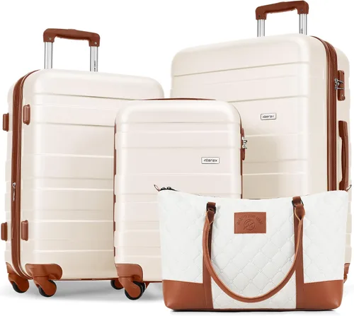 Vista 45 de Merax 3 piezas expandible ABS Hardshell equipaje Sets Spinner Wheel Maleta TSA Lock Suit Case, Apertura frontal negra, Juego de 2 piezas, Maleta