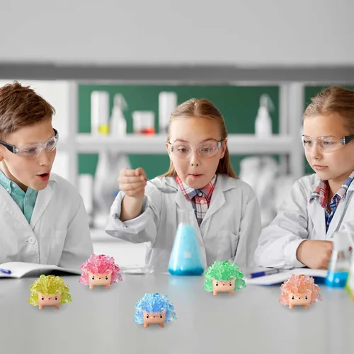Vista 5 de Juguetes de cultivo de cristal para niños, erizo de cristal colorido vibrante para crecer, experimentos científicos, aprendizaje y educación