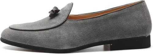 Vista 2 de Mocasines para hombre deslizarse en zapatos de conducción para hombre mocasín de terciopelo fumar zapatilla con lazo