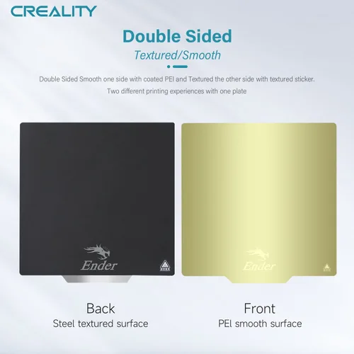 Vista 2 de Creality Placa de construcción oficial Ender 3, 235x235mm. Placa de cama magnética de doble cara con superficie lisa + texturizada, flexible