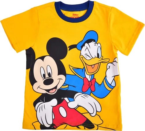 Vista 2 de Disney Mickey and Friends - Conjunto de camiseta y pantalones deportivos para niños pequeños y pequeños, color azulamarillo