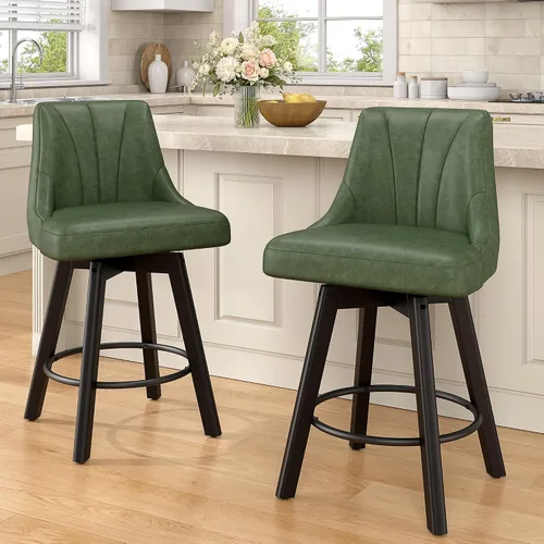Vista 15 de REONEY Counter Height Swivel Bar Stools, 24" Modern Upholstered Barstools