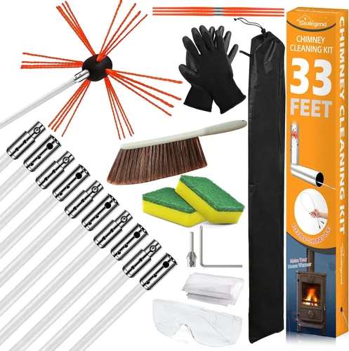 Vista 8 de Sealegend 30FT Chimney Sweep Kit Rotary Flexible Cleaning Brush with 9 Rods
