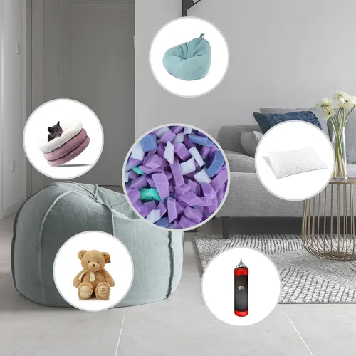 Vista 3 de Relleno de puf, relleno de espuma viscoelástica triturada de 5 libras para relleno de puf, relleno de espuma para almohada, camas de perro, sillas
