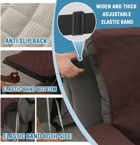 Vista 4 de H.VERSAILTEX Funda impermeable 100% impermeable para sofá biplaza reclinable de 2 piezas, protector de muebles suave y grueso con bolsillos lavables