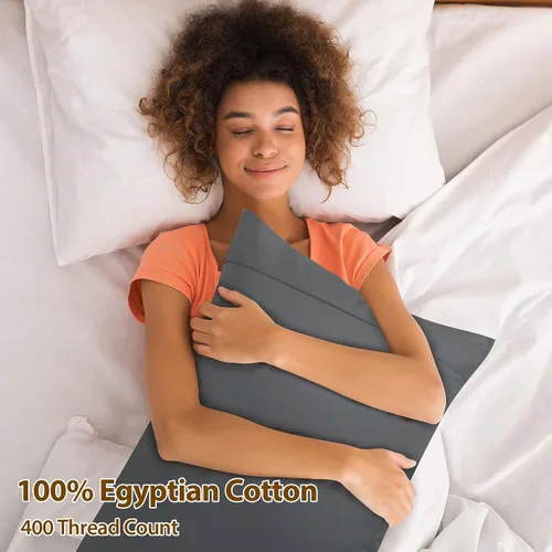 Vista 150 de Juego de 2 fundas de almohada 100% de algodón egipcio, fundas de almohada refrescantes de 400 hilos, fundas de almohada suaves y transpirables