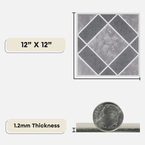 Vista 3 de Nexus Self Adhesive 12-Inch Vinyl Floor Tiles, 20 Tiles, 12 x 12 in