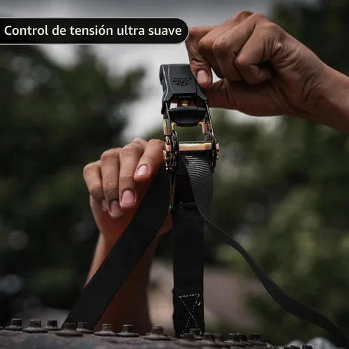 Vista 5 de JACO - Correas de amarre con trinquete, 1 pulgada x 15 pies (paquete de 4) 1,823 libras (negro)