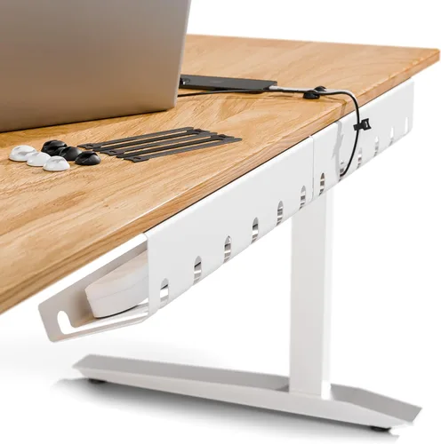 Vista 8 de PAMO Organizador de cables debajo del escritorio para un fácil montaje debajo de la mesa I Juego de 2 – con 10 bridas para cables I Organizador