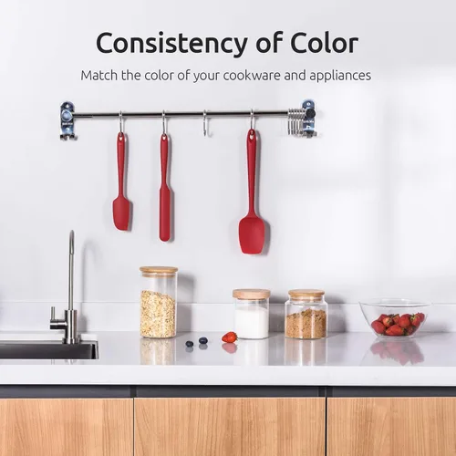 Vista 8 de U-Taste Juego de espátulas de silicona con 480 grados Fahrenheit resistente al calor (rojo)