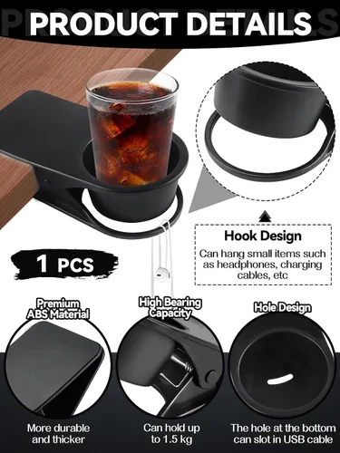 Vista 3 de Soporte para tazas de bebida, soporte para botellas de escritorio Kalolary DIY, abrazadera de vidrio, clip de platillo de almacenamiento, soporte 1