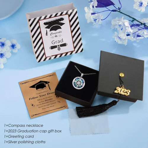 Vista 3 de Meeshi Regalos de graduación para ella 2023, collares de graduación para mujeres, regalos de graduación universitaria para niñas, joyería