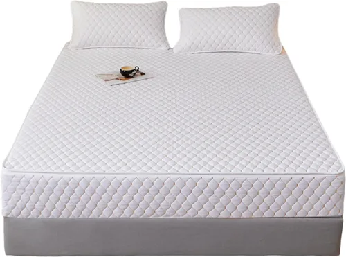 Vista 10 de 6 Side Full Wrap Mattress Protector, Custom Zip Cover & Quilted Topper, Breathable Fabric, Dustproof Encasement, Washable Fitted Sheet(Gray,120 *