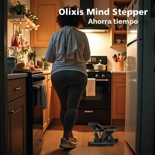 Vista 4 de OLIXIS Steppers para ejercicio en equipo de entrenamiento en casa, mini máquina de ejercicio para personas mayores, stepper de giro con bandas
