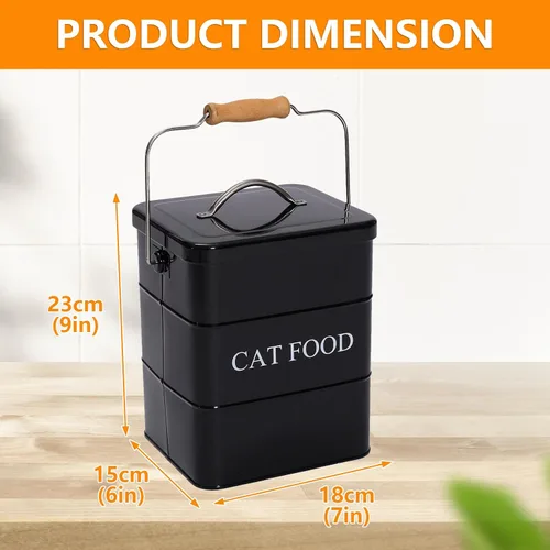 Vista 3 de Contenedor de almacenamiento de alimentos para gatos con tapa incluida – Contenedor de comida para gatos de granja perfecto para encimera de cocina