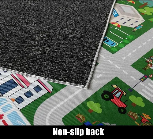 Vista 7 de Alfombra de juego para sala de juegos para niños, camino de la vida urbana para automóviles, divertido mapa de ciudad para juguetes de pista