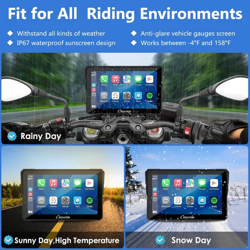 Vista 27 de CARPURIDE W502BS para BMW Moto CarPlay y lectura de datos A-Auto, Maravilla nativa 5" waterproof GPS screen with dual Bluetooth, native data