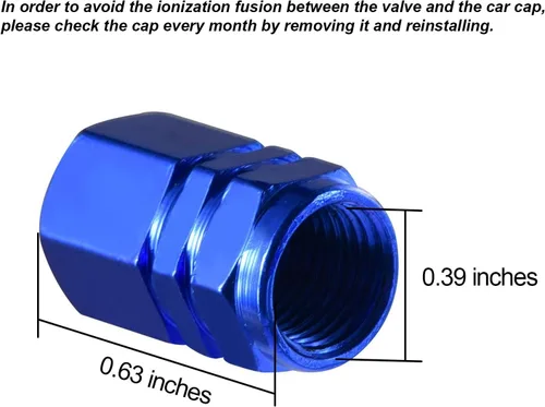 Vista 2 de EBOOT 8 piezas azules tapas para válvula de neumáticos, cubiertas de válvula universales para automóviles, a prueba de polvo, aluminio