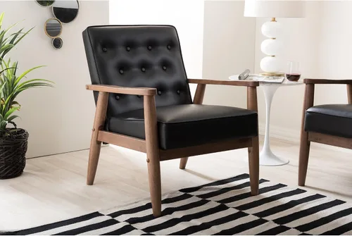 Vista 2 de Silla lounge Sorrento de Baxton Studio, Madera, Negro